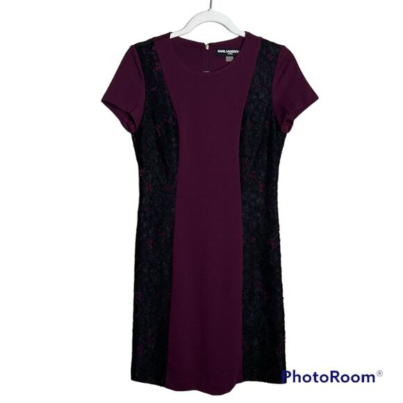 Karl Lagerfeld Paris Womans Color Block Dress With Lace Size 4 - Picture 1 of 9